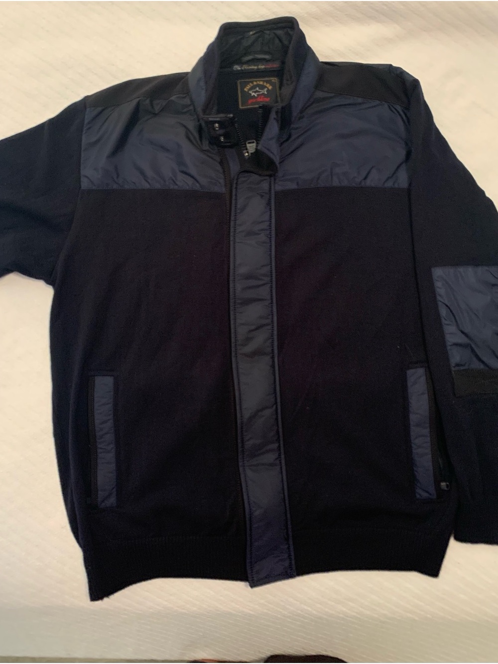 Paul & Shark Black Mixed-Panel Lightweight Zip Jacket